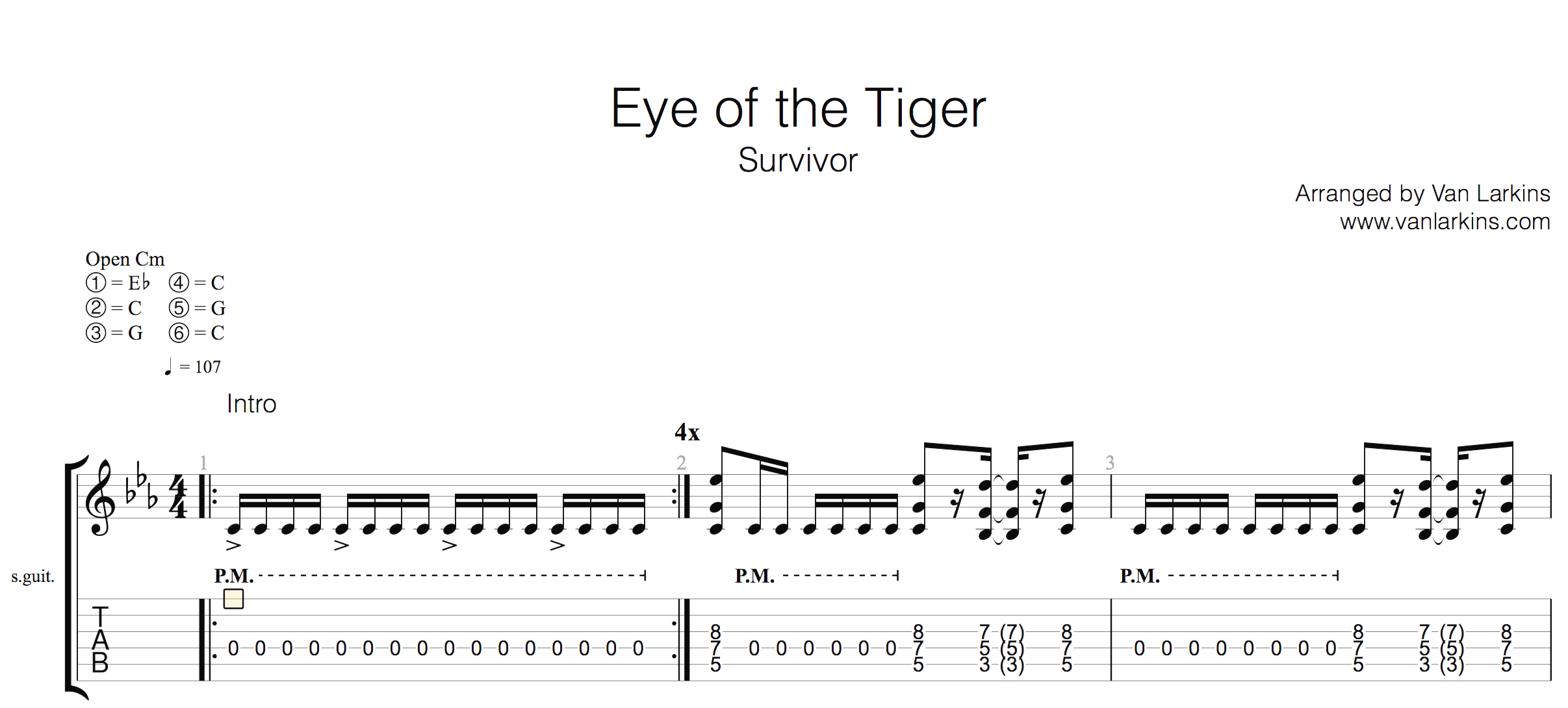 eye of the tiger guitar pro download