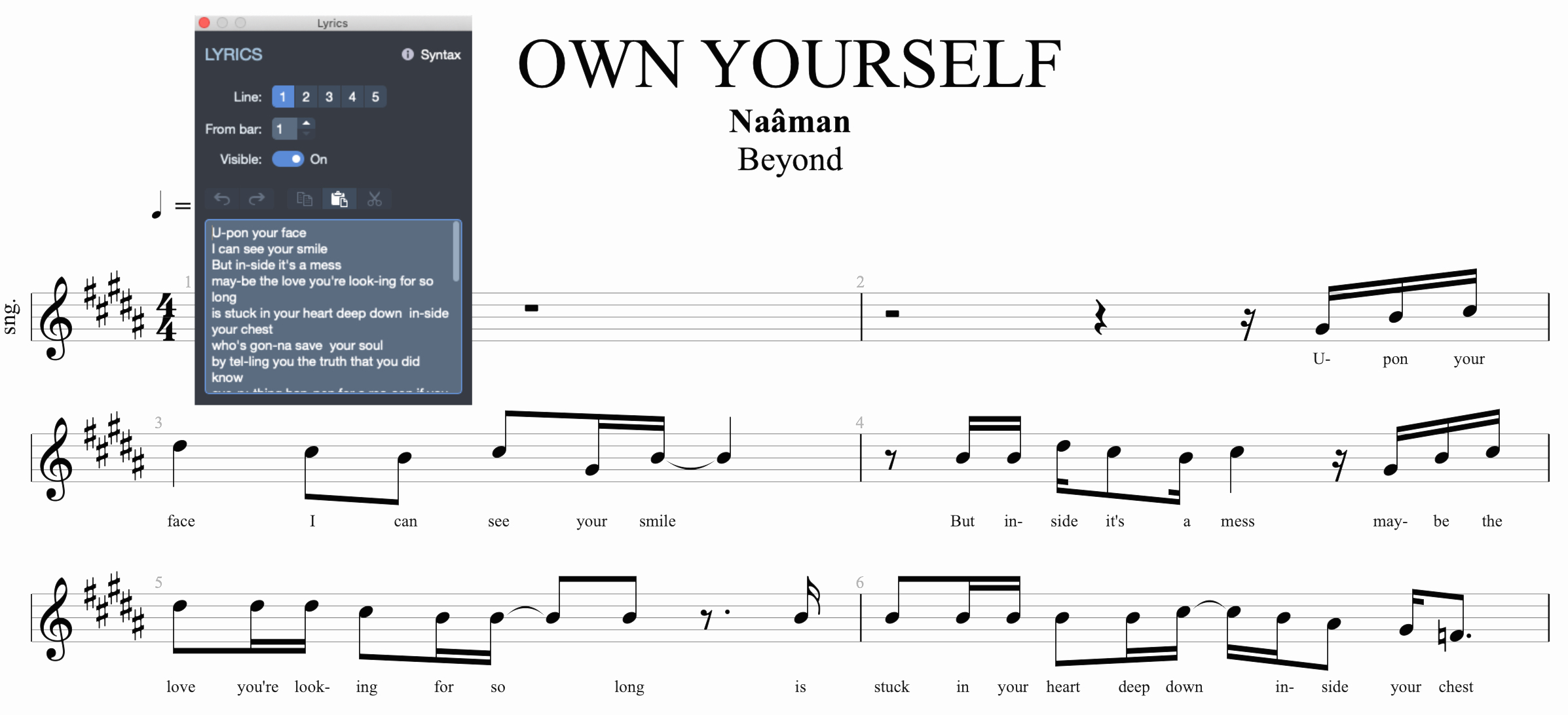 Goal: print pdf with bass notation, bass tab bottom and lyrics with lyrics  stave notation hidden : r/GuitarPro