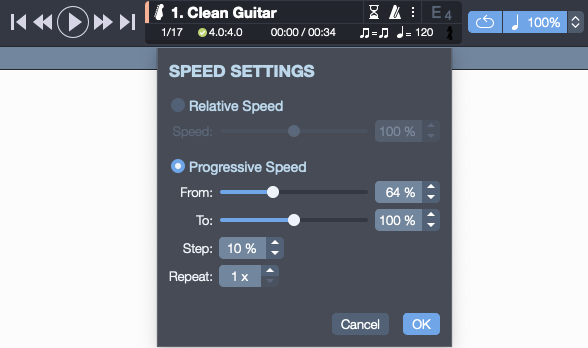 guitar pro 7.5 speed trainer