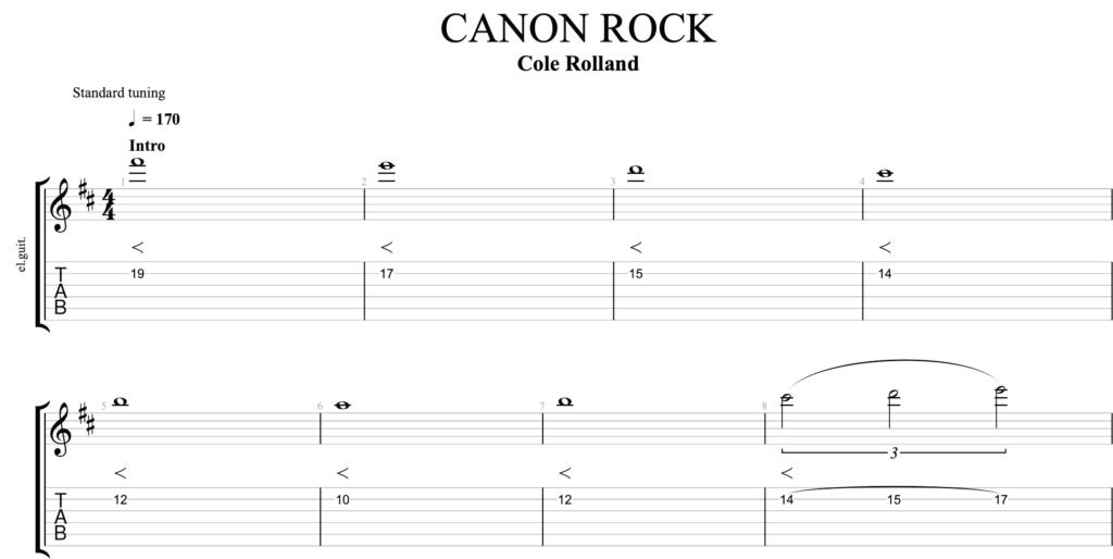 Free Tab Learn Canon Rock On Electric Guitar Feat Cole Rolland Guitar Pro Blog Arobas Music 9575