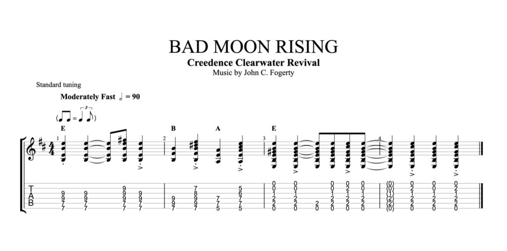 Bad moon rising chords strumming