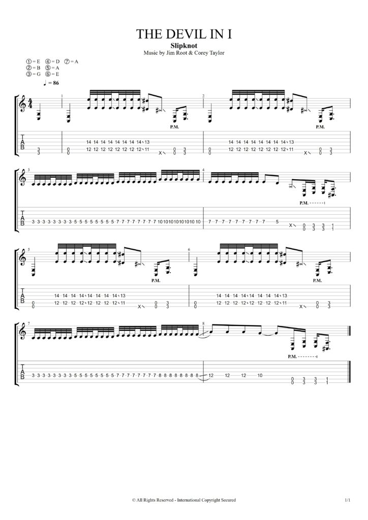 Abordez la complexité du djent avec une tablature en format JPEG pour "Dimurge" de Meshuggah. Cette visualisation met en avant les polyrythmies et motifs rythmiques complexes, essentiels au style de Meshuggah, offrant une méthode alternative pour les guitaristes cherchant à s'immerger dans leur son distinctif.