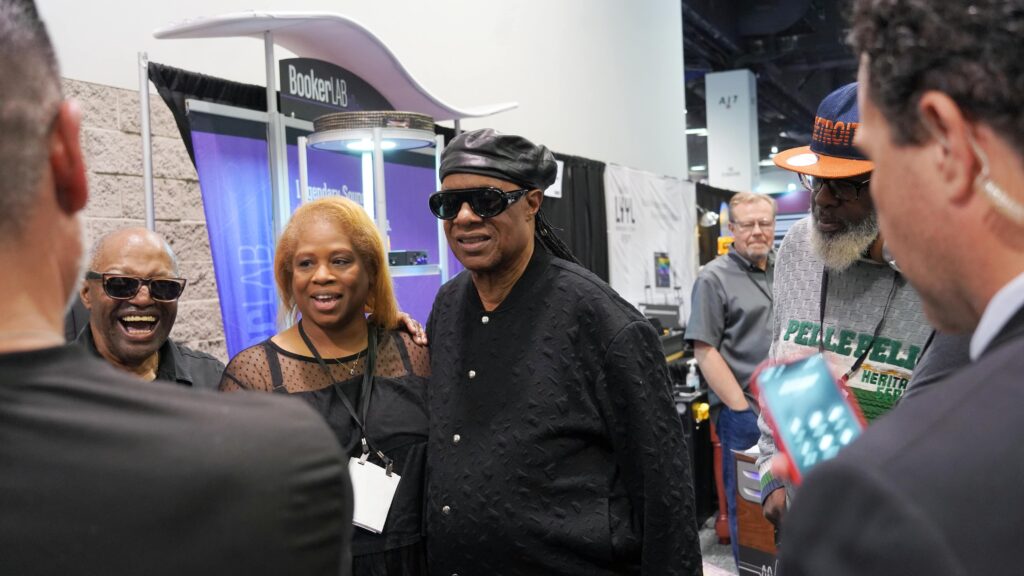 Stevie Wonder at the 2024 NAMM Show. 