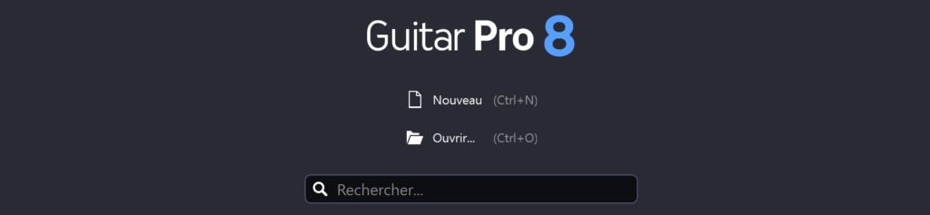 Page d'accueil de Guitar Pro 8