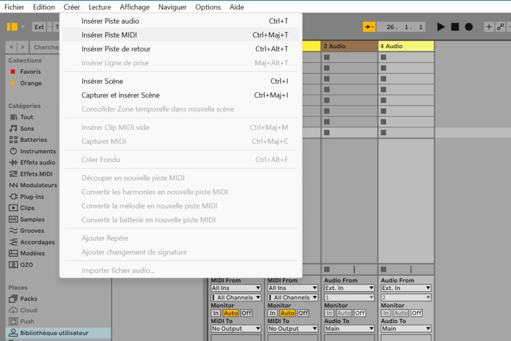 Vue Session Complète d'Ableton Live.