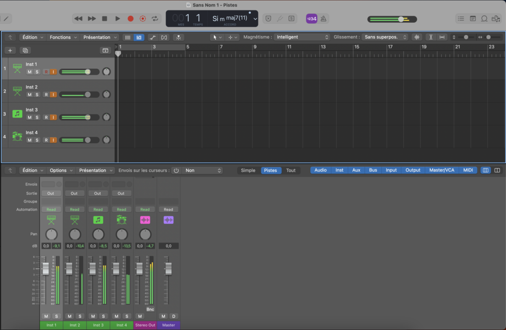  Vue des Pistes dans Logic Pro