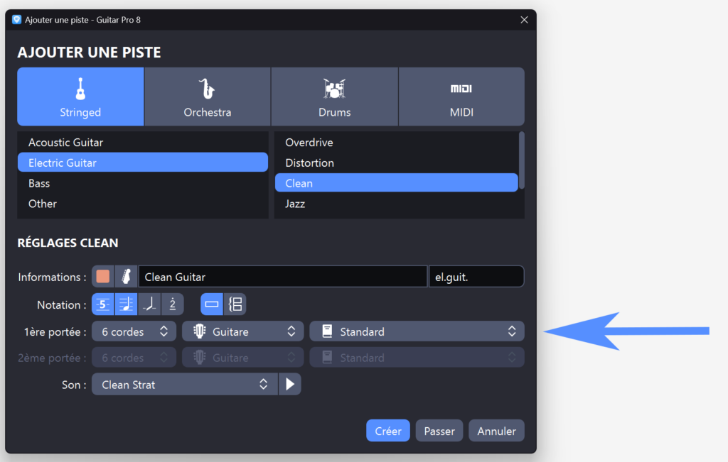 Ajouter une piste dans Guitar Pro
