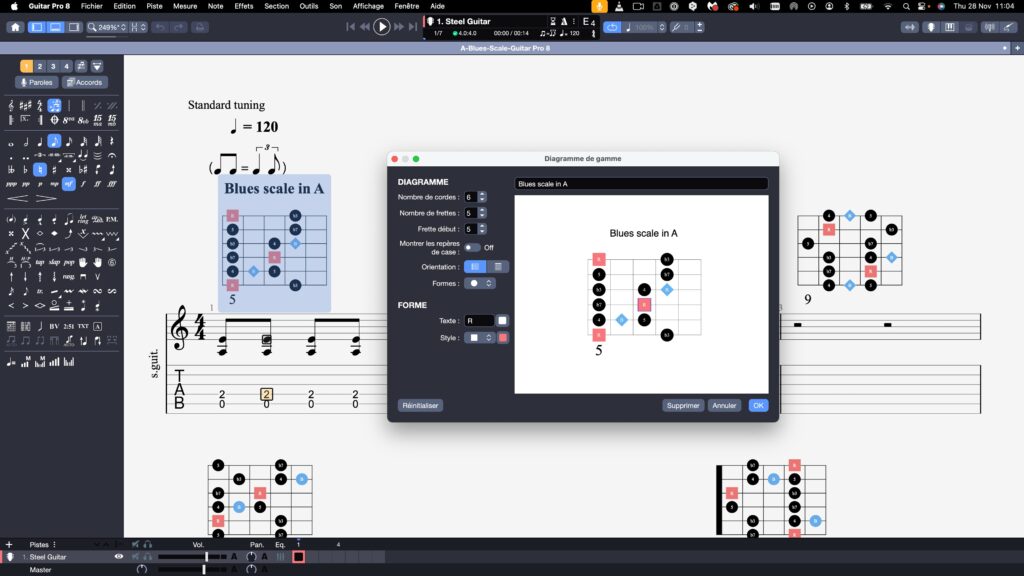 Gammes diagrammes Guitar Pro