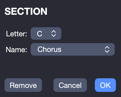 Section markers settings