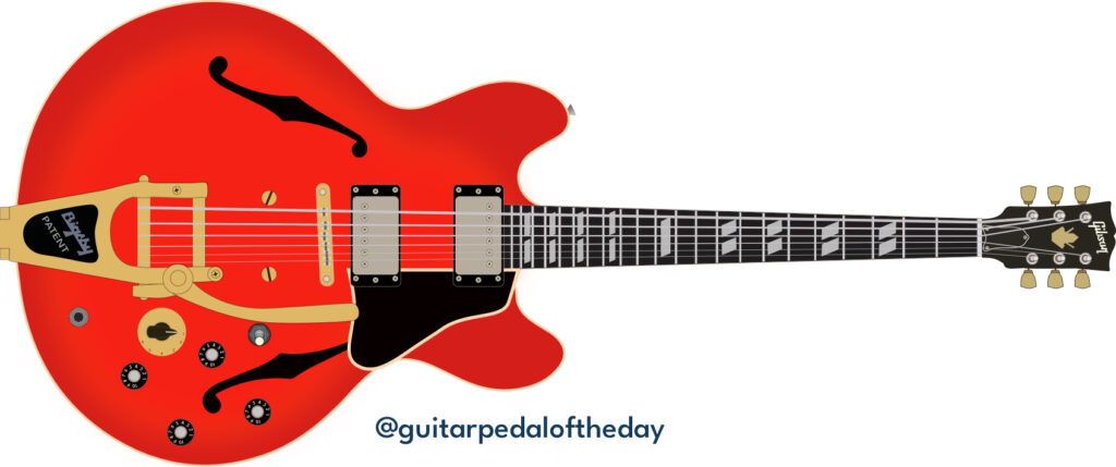 gibson ES-345, guitar pedal of the day, marty mclfy guitar, back to the future guitar, michael j fox guitar