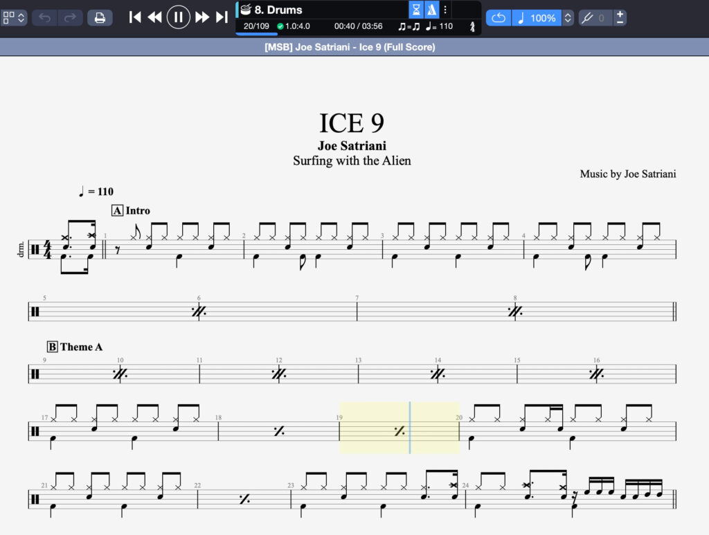 Partition de batterie interactive 2 de Guitar Pro 8