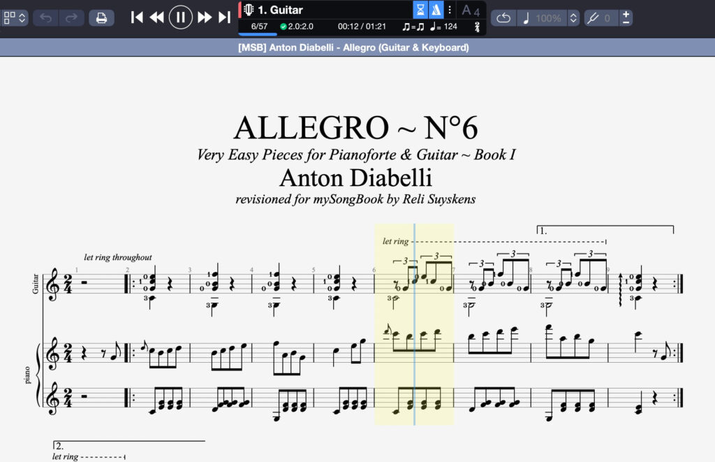 Partition interactive pour piano de Guitar Pro 8