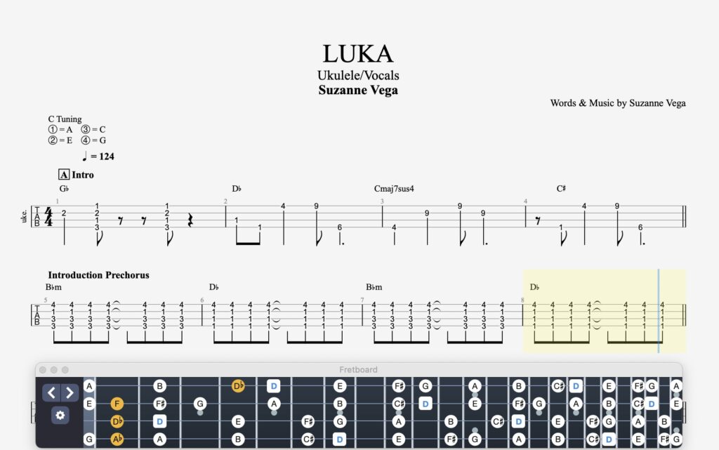 Visualisation en temps réel du manche de ukulélé